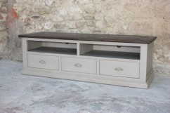 meuble-TV-niches-tiroirs-chêne-patiné-meuble provençal