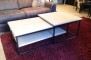 table basse gigogne fer forgé et chêne patiné - coup de soleil mobilier