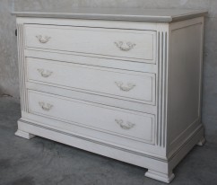 commode - blanche - patinée - 3 tiroirs - COUP DE SOLEIL MOBILIER