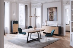 table-ovale-design-bois-massif-metal