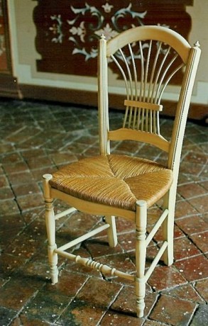 chaise provençale paillée  patinée
